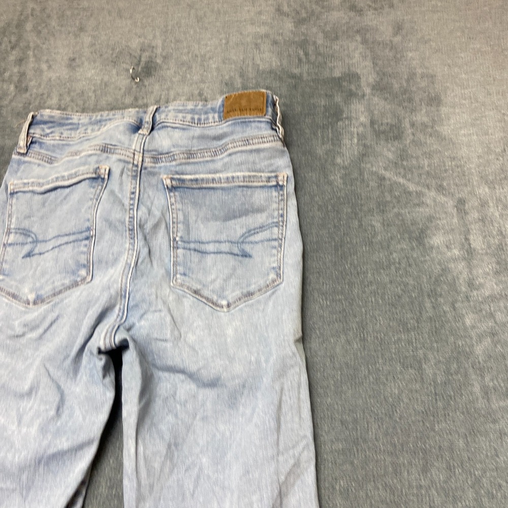 American Eagle Outfitters Flare Jeans Womens 6 Blue Stretch Mid Rise Distressed - Picture 15 of 16